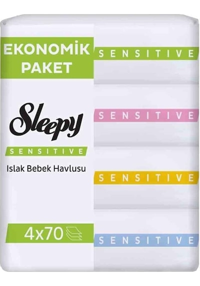 Sleepy Sensitive Islak Bebek Havlusu 4 70 Li 4'lü Set Sleepy Sensitive Islak Bebek Havlusu 4 70 Li 4'lü Set