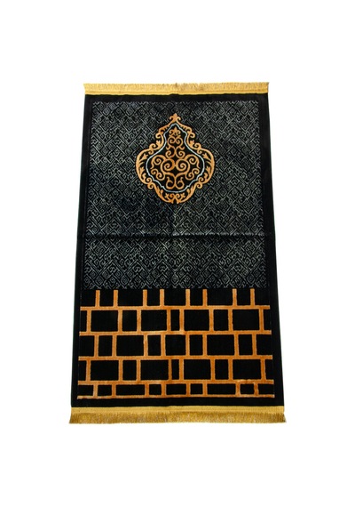 Albion Kabe Motifli Kadife Seccade Siyah