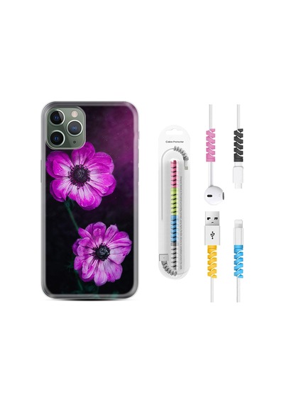 Apple Uyumlu iPhone 13 Pro Kılıf Kablo Koruyuculu Çiçekler 1869