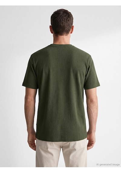 LC Waikiki Lcwaıkıkı Classic Yeşil Bisiklet Yaka Nakışlı Fitilli Erkek Tişört Dark Green LC Waikiki Lcwaıkıkı Classic Yeşil Bisiklet Yaka Nakışlı Fitilli Erkek Tişört Dark Green