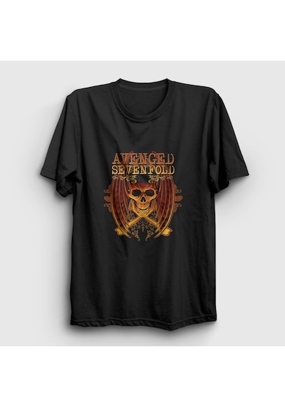Presmono Unisex Wings Avenged Sevenfold T-shirt Siyah