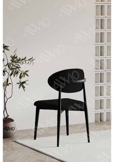 Avvio Siyah Polo Sandalye Mutfak Salon Yemek Odası Sandalyesi Metal Ayak