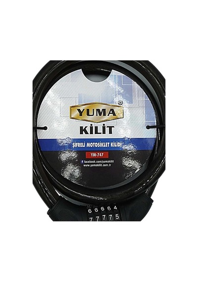 Yuma Ym-747 120cm 20mm 5 Şifreli Siyah Motorsiklet Kilidi Evimdeyokyok