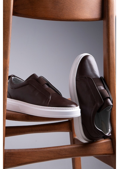 Ducavelli Espo Erkek Hakiki Deri Sneaker, Lastikli Sneaker, Hakiki Deri Sneaker, Erkek Sneaker Kahverengi