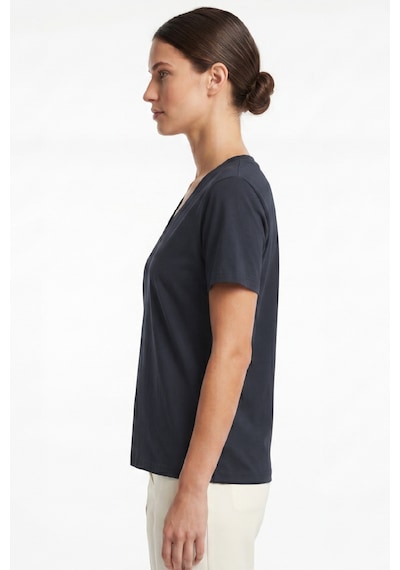Goffra Kadın Vision V Yaka Premium Kalite Yoğun Dokulu Pamuklu T-shirt Lacivert W102-r0220-08