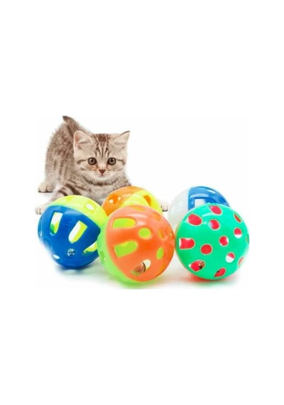 Zilli Plastik Top Kedi Oyuncağı Çok Renkli