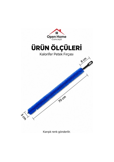 Kalorifer Petek Temizleme Fırçası 70cm İnce Uzun Dar Aralık Toz Ve Tüy Toplama Karışık Renk Set