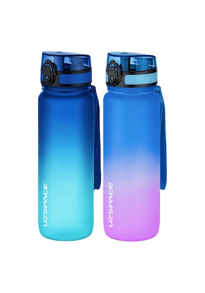 Uzspace 2'li Tritan Matara Seti 800 Ml Çift Renk Softtouch Ff Collection Tritan Su Matarası Maviturkuaz-mavipembe