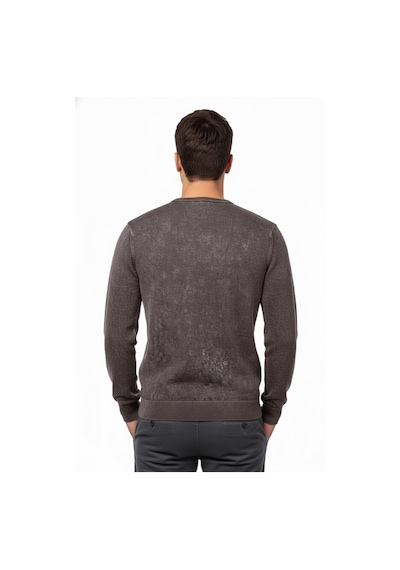 Raymons Erkek Spor Sıfır Yaka Taşlama Yıkamalı Regular Fit Kazak Bgl-st04952 Kahverengi