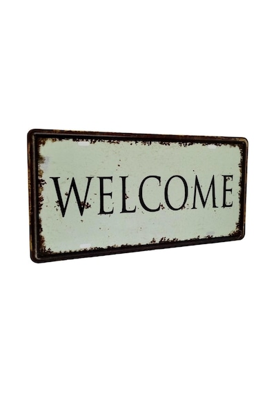 Dekoratif 3D Metal Plaka Welcome 30cm