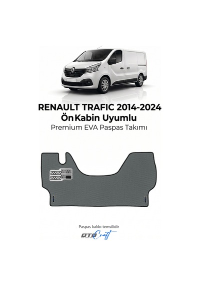 Otocraft Renault Trafic 2014-2024 Uyumlu Füme 3d Havuzlu Eva Ön Kabin Paspası Tek Parça Araca Özel