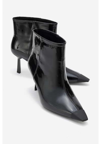 Luvishoes Luvi Shoes Rassel Siyah Rugan Mat Burunlu Kadın İnce Topuklu Bot Siyah