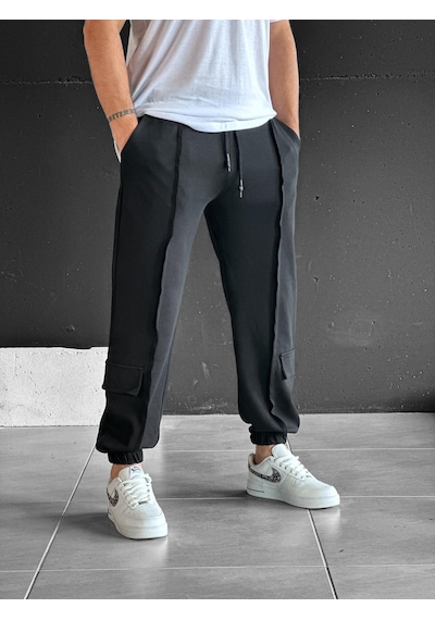 Cocopelli Diz Cep Detaylı C İmalı Jogger Pantolon Coc2368 Siyah