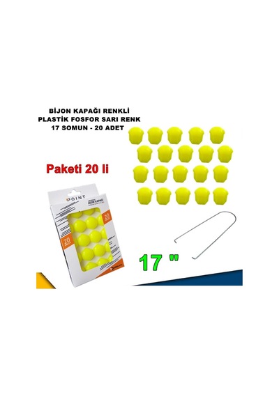Renkli Bijon Kapağı Plastik Fosfor Sarı Renk Altıgen 17 Mm Bijon Uyumlu 20 Adet