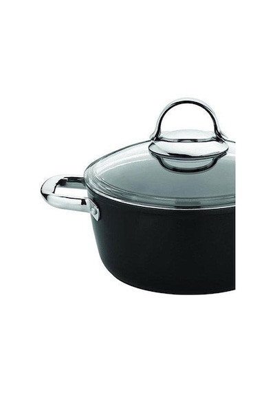 Saflon Titanium Kaplama Derin Tencere 28 CM Siyah Siyah