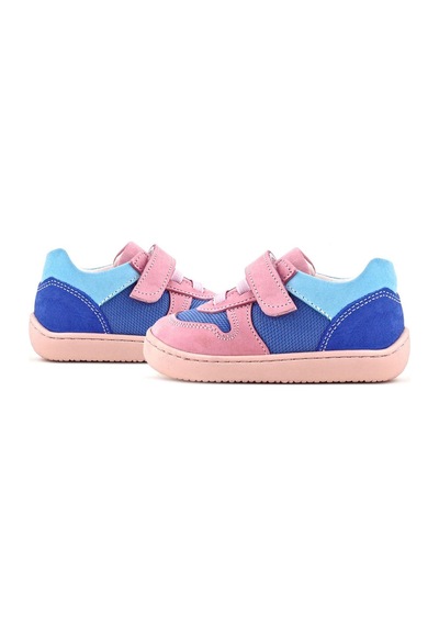 Rakerplus Bob Hakiki Deri Mavi Pembe Barefoot Cırtlı Lastikli Bebek Sneaker Ayakkabı Pembe