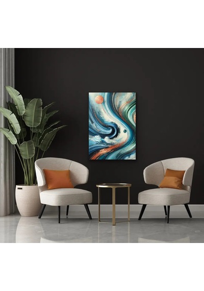 Turuncu Yeşil Mavi Soyut Kanvas Tablo 70x100cm Çok Renkli