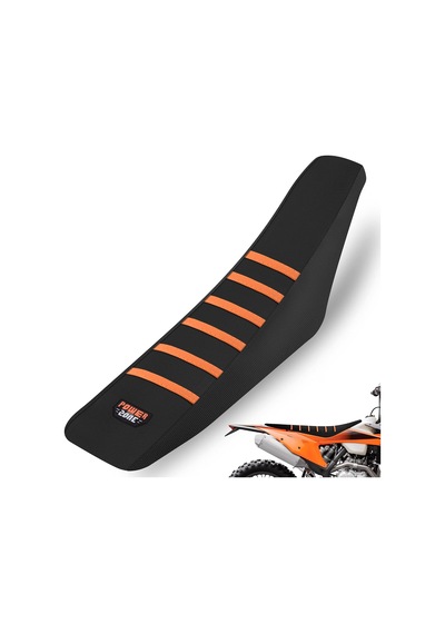 Powerzone Motosiklet / Enduro / Cross Gripli Sele Kılıfı - Kaymaz / Su Geçirmez Turuncu Şeritli