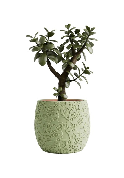 Fibrika Store Spring-relief: Kabartma Desenli Dekoratif Saksı Yeşil