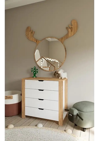Nisan Şifonyer Beyaz- Açık Ceviz 4 Çekmeceli Yatak Odası Bebek Odası Beyaz 90 X 85 Cm Açık Ceviz & Beyaz Nisan Şifonyer Beyaz- Açık Ceviz 4 Çekmeceli Yatak Odası Bebek Odası Beyaz 90 X 85 Cm Açık Ceviz & Beyaz
