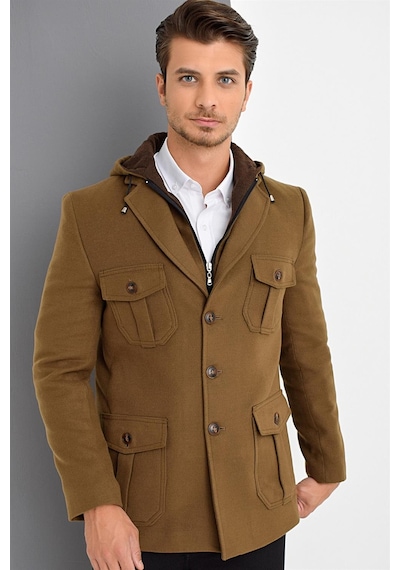 K7538 Dewberry Erkek Kaban-Düz Camel - Düz Camel