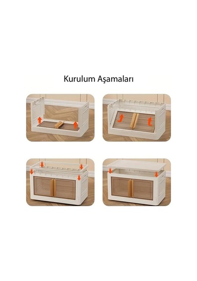 Sn-25883 72l Katlanabilir Plastik Saklama Kutusu Renkli Kapaklı Tekerlekli 40x64x37cm Sarı