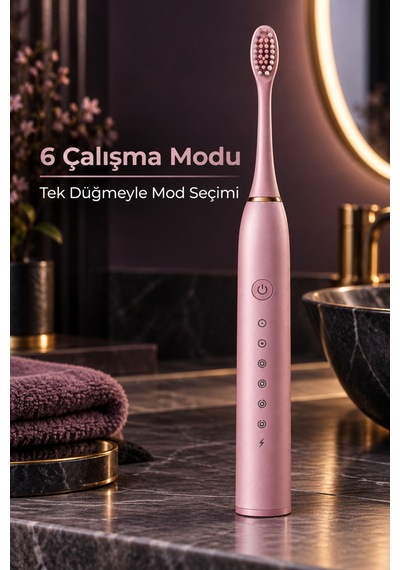 Pembe Elektrikli Diş Fırçası Ipx7 Suya Dayanıklı