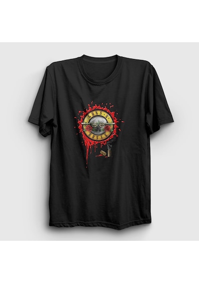 Presmono Unisex Blood Bullet Guns N' Roses T-shirt Siyah