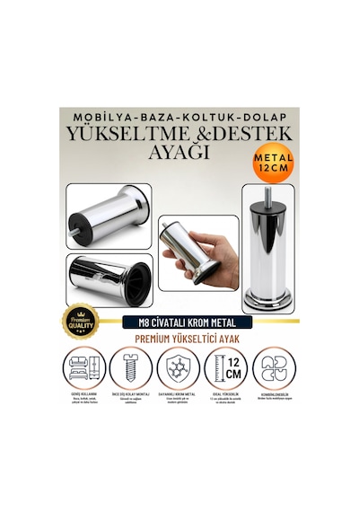 2'li Set 1 Adet Ayak Ve Aparat 12 Cm M8 Vidalı Metal Krom Ayak Mobilya Ayağı Baza Ayağı Kanepe Ayağı Koltuk Ayağı Yatak Ayağı Yükseltme Ayağı Dolap Ayak Sehpa Sandık Ayakları Değişim Destek Ayağı Gümüş Gümüş 2'li Set 1 Adet Ayak Ve Aparat 12 Cm M8 Vidalı Metal Krom Ayak Mobilya Ayağı Baza Ayağı Kanepe Ayağı Koltuk Ayağı Yatak Ayağı Yükseltme Ayağı Dolap Ayak Sehpa Sandık Ayakları Değişim Destek Ayağı Gümüş Gümüş