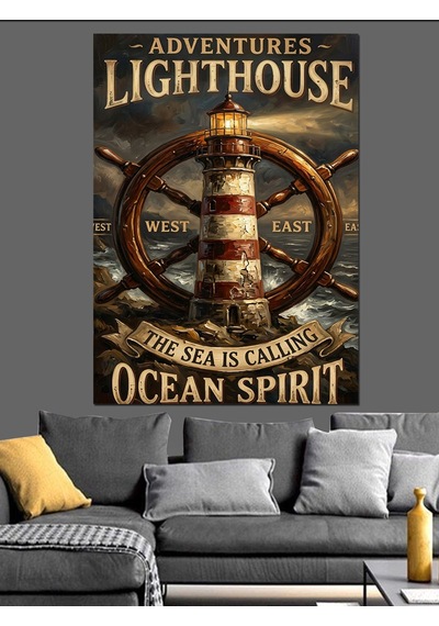 Lighthouse Ocean Spirit Deniz Feneri Dekoratif Kanvas - Mdf Ahşap Tablo