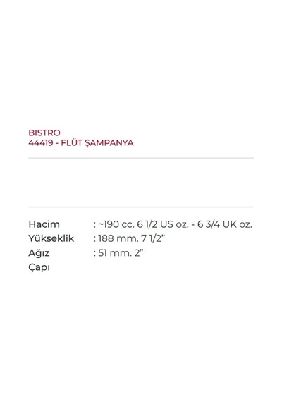 44419 Bistro Ayaklı Bardak 6'lı 190 Cc - 1017043 Şeffaf/cam
