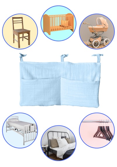 Bebek Beşik Yanı Organizer 2 Cepli Pratik Organizer Mavi