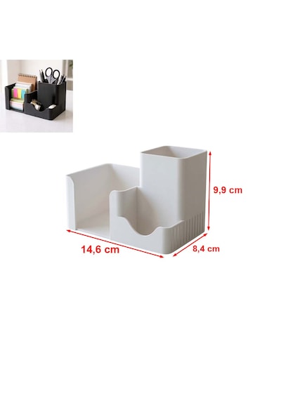 Özel Üretim 3 Bölmeli Notluk Ataşlık Kalemlik Vb. Masa Seti Ebat: 14,6 Cm X 8,4 Cm X 9,9 Cm Siyah