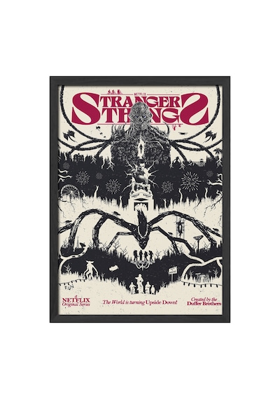 Stranger Things Siyah Ahşap Çerçeveli Poster, Dizi Duvar Tablosu