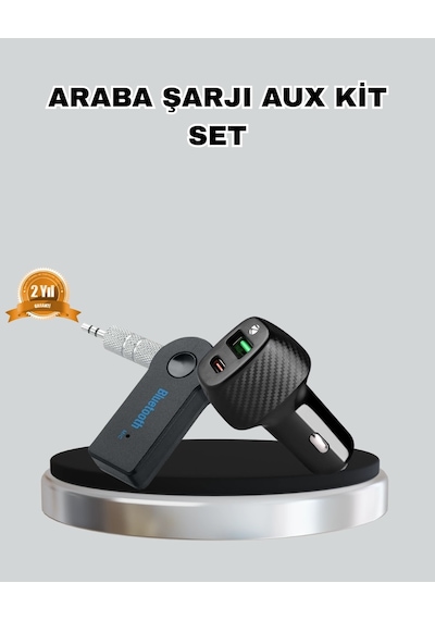 Mey İthalat Aux Bluetooth Adaptör Ve 38w Hızlı Araç Şarj Cihazı Seti