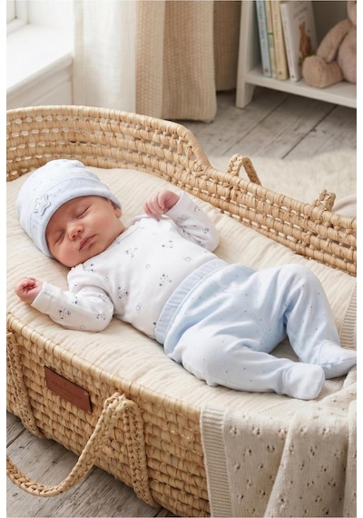 Altıntaş Baby Caramell Özel Kutusunda Yıldızlı Ayıcık Tulumlu 4'lü Set Mavi Mavi