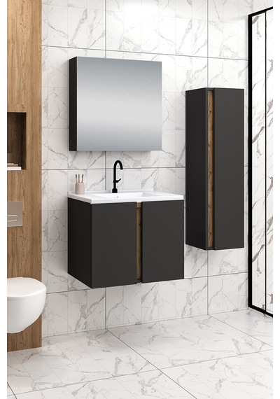 %100 Mdf 65 Cm Lavina Banyo Dolabı + 30 Cm Lavina Boy Dolabı Beyaz