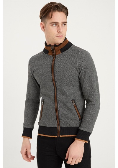 1021 Dewberry Erkek Sweatshırt-noktalı Siyah Noktalı Siyah