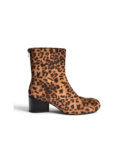 Fox Shoes Z920234002 Leopar Süet Kalın Topuklu Kadın Bot Kahverengi