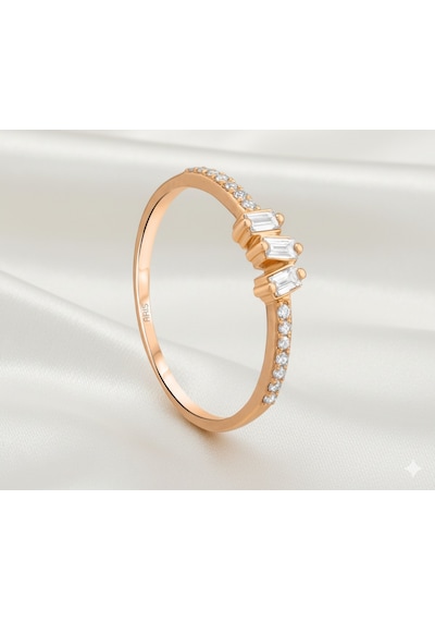 Ariş Rose Gold Altın Baget Tria Yüzük