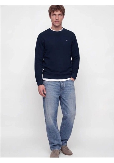Jack & Jones Jprblualves Structure Crewneck Erkek Sweatshirt-34085 Lacivert
