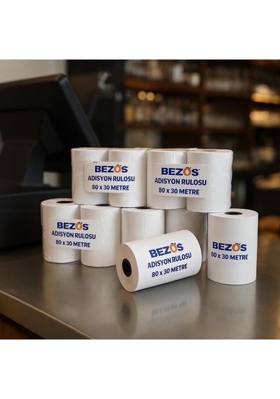 Buradabulabilirsin Bezos 80x30 Mm Adisyon Rulosu Termal Rulo 5 Paket 50 Adet Bbz