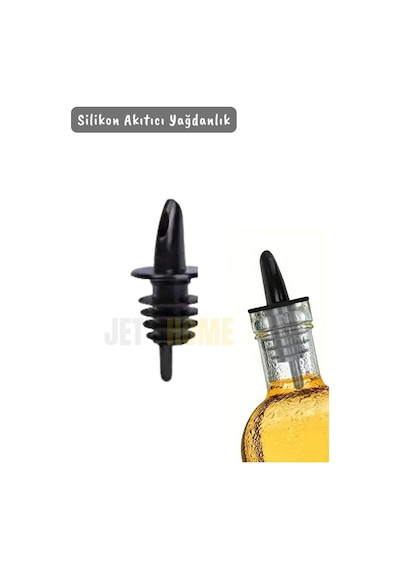 Silikon Akıtıcı Yağlık Sirkelik Şişe Tıpası Evrensel Ağız Tipi Siyah Siyah