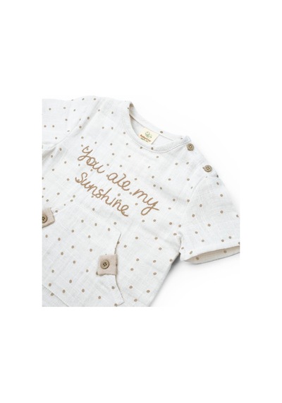 BabyCosy Bebek Kısa Kollu Tişört Ve Pantolon Takımı, %100 Pamuk, Bebek Ve Yenidoğan Serisi - Csym7101 Vizon