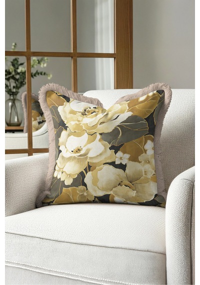 Çiçek Desenli Bej Saçaklı Yastık Kılıfı-zarif Floral Modern Hardal Gri Vizon Püsküllü Kırlent Kılıfı Kayıp Esinti Mira Çiçek Desenli Bej Saçaklı Yastık Kılıfı-zarif Floral Modern Hardal Gri Vizon Püsküllü Kırlent Kılıfı Kayıp Esinti Mira