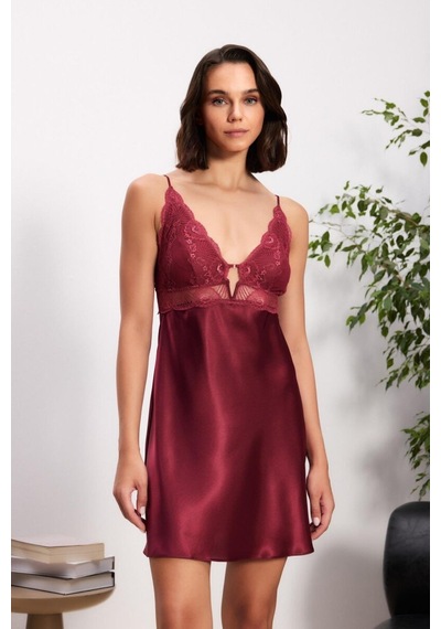 Pierre Cardin 6'lı Bordo Uzun Gecelik Sabahlık Set 6035 Bordo