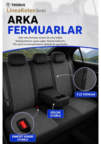 Renault Broadway 1990-2000 Uyumlu Lineaketen Serisi Ortopedik Füme Mavi Koltuk Kılıfı