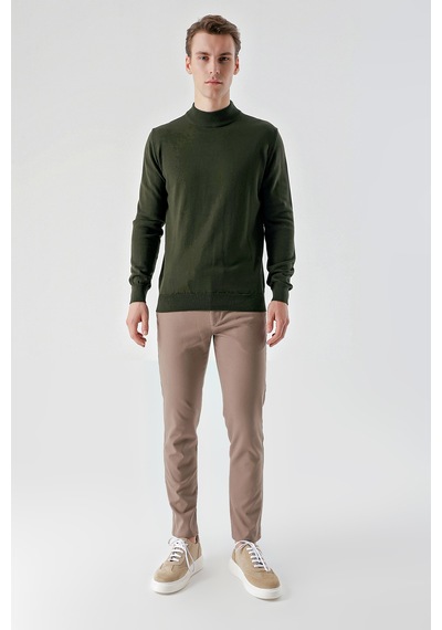 Morven Erkek Haki Basic Yarım Balıkçı Yaka Dynamic Fit Rahat Kesim Triko 25kc017002710 Haki