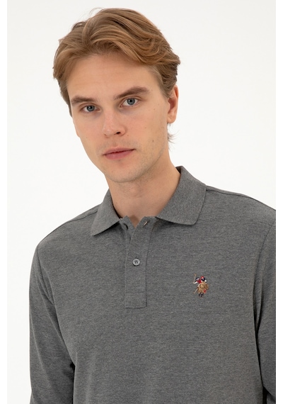 U.S. Polo Assn. Erkek Regular Fit Polo Yaka Antrasit Melanj Basic Sweatshirt 50313772-VR081