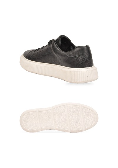 Komcero Kauçuk Tabanlı Bağcıklı Sneaker Siyah-beyaz Hakiki Deri Erkek Casual Ayakkabı Hz1458-2049